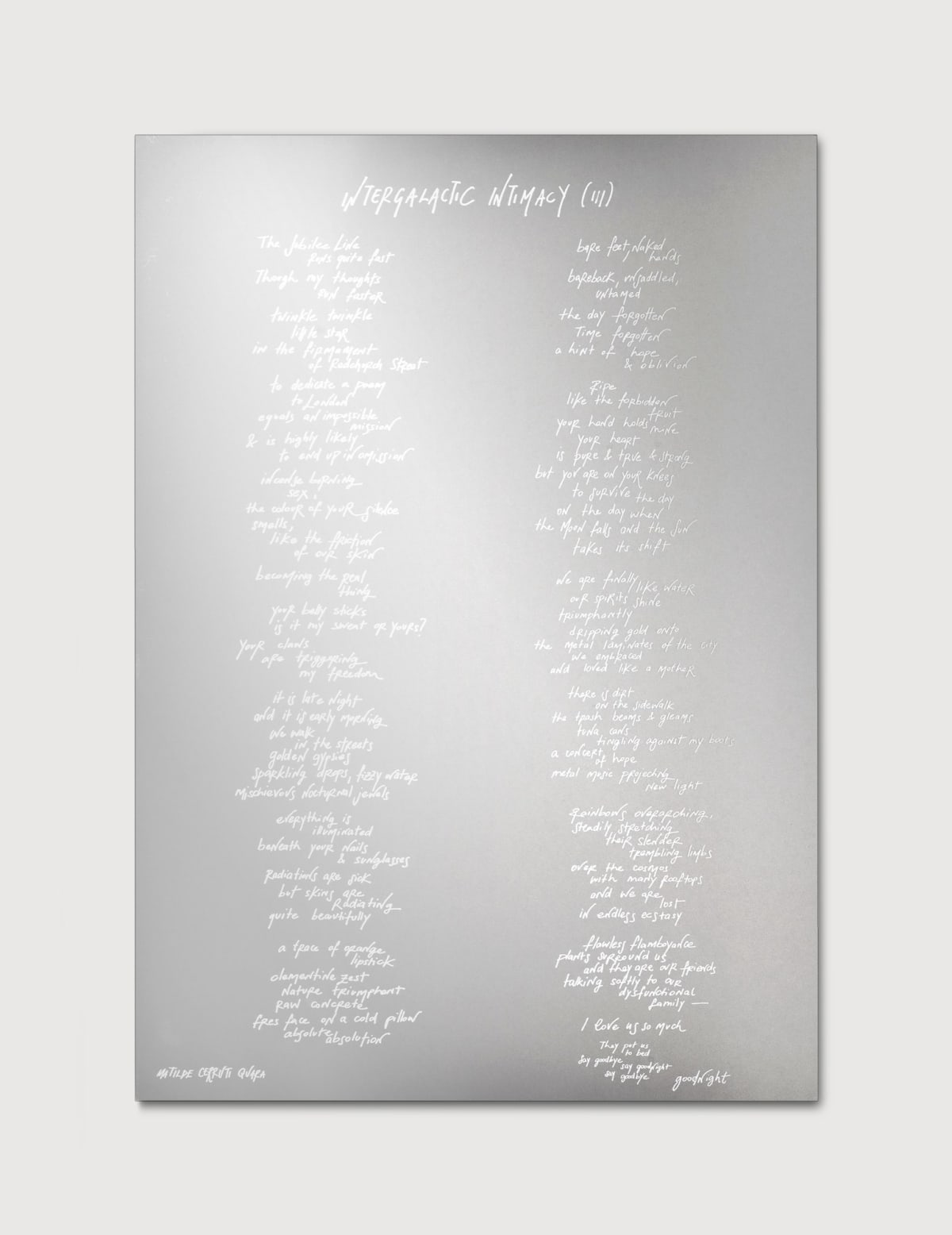 Matilde CERRUTI QUARA Intergalactic Intimacy (III), 2023 Mirror Dibond print 42 x 29.7 cm Edition of 3 plus 1 AP