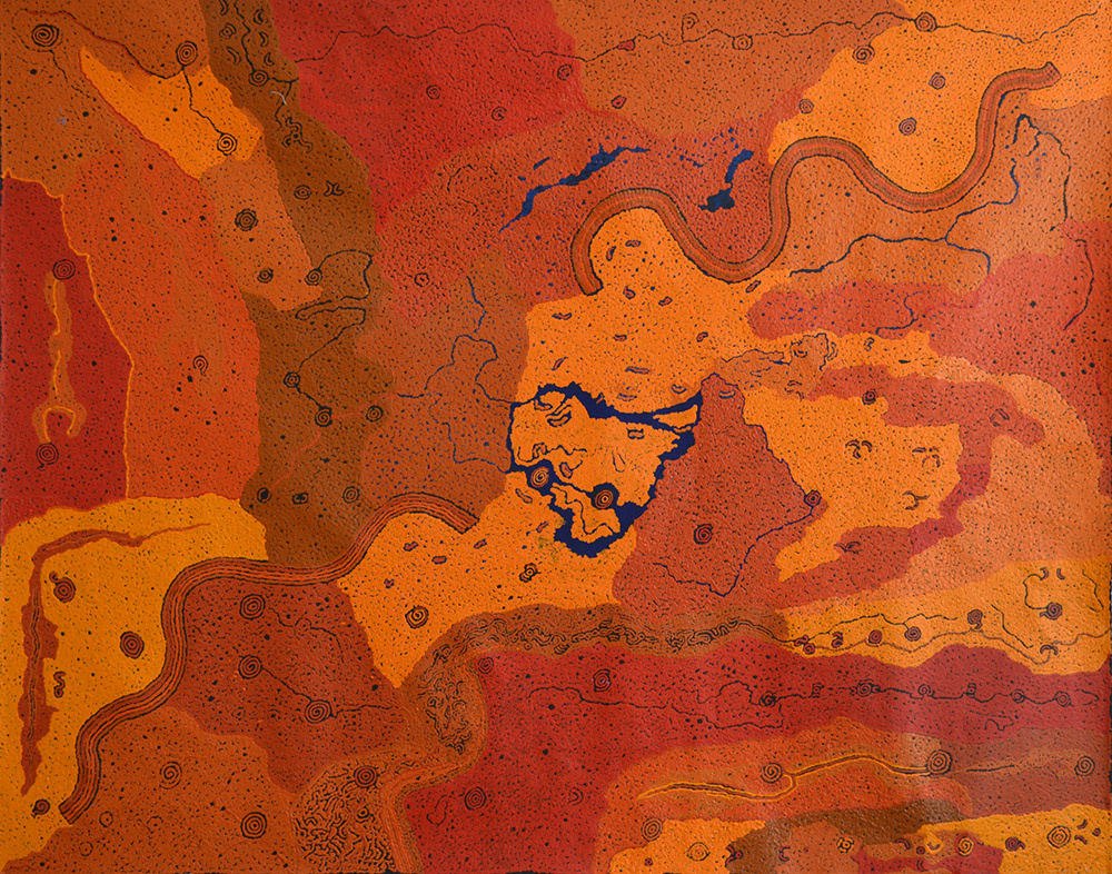 Keith Stevens Wanampi Tjukurpa acrylic on linen 120 x 150 cm