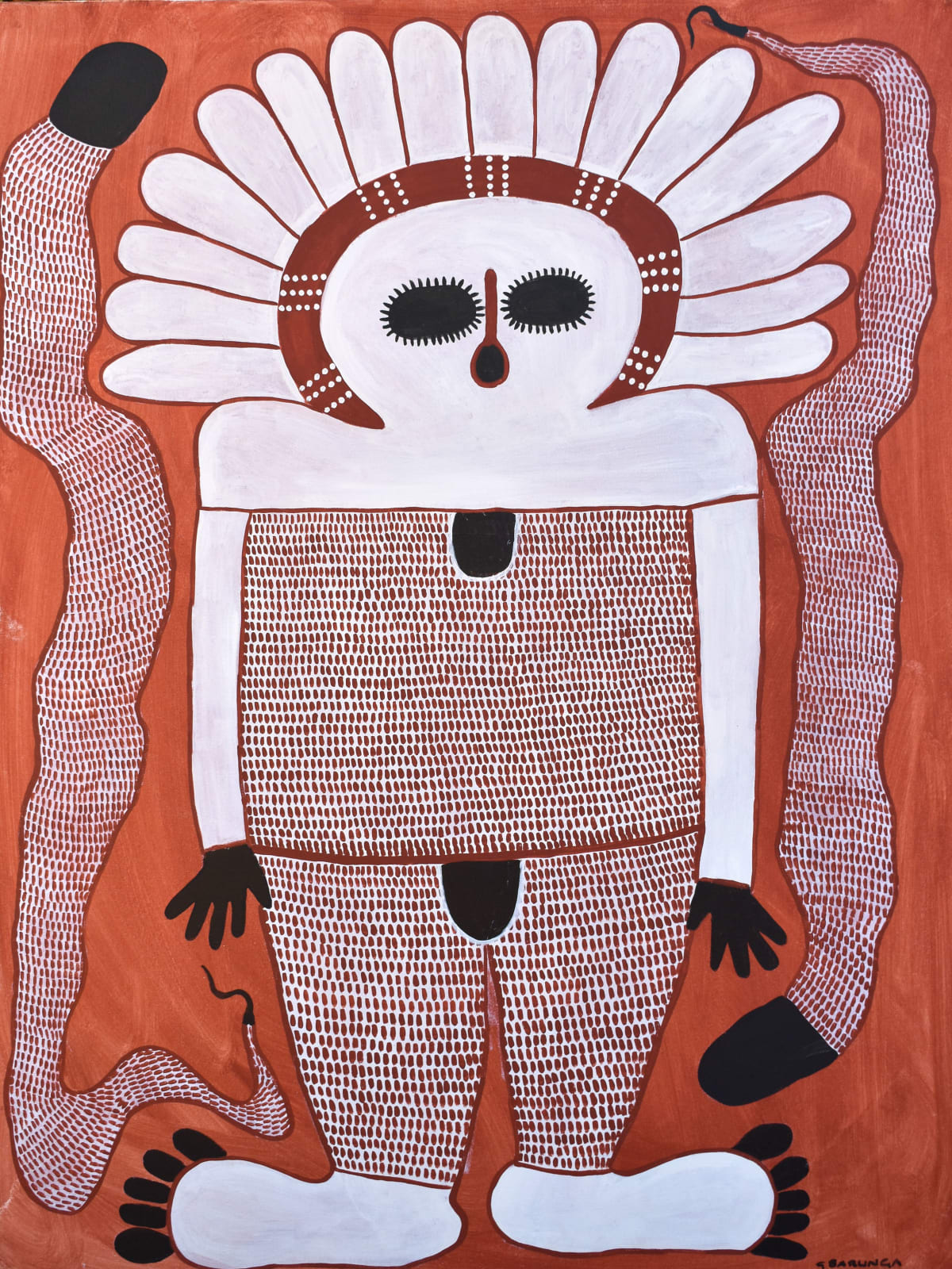 Gordon Barunga, Wandjina & Unguds (clouds & rain spirits & totems, 2018
