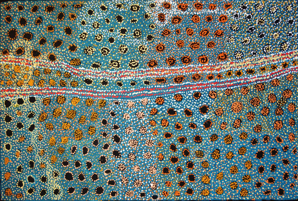 Mona Mitakiki Shepherd Kapi Tjukula tjuta - Many Rock-holes acrylic on linen 152.5 x 101.5 cm