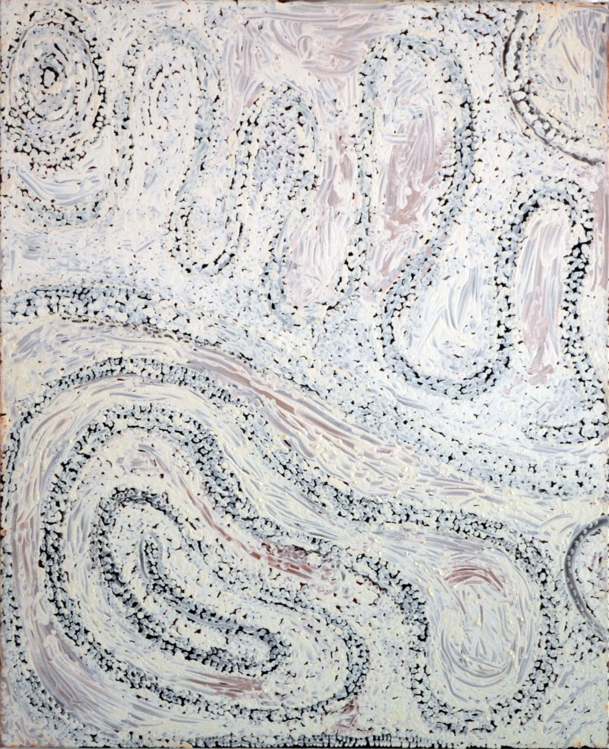 Billy Thomas Gunambalayi - Travels of the Black Snake natural earth pigment on canvas 100 x 80 cm