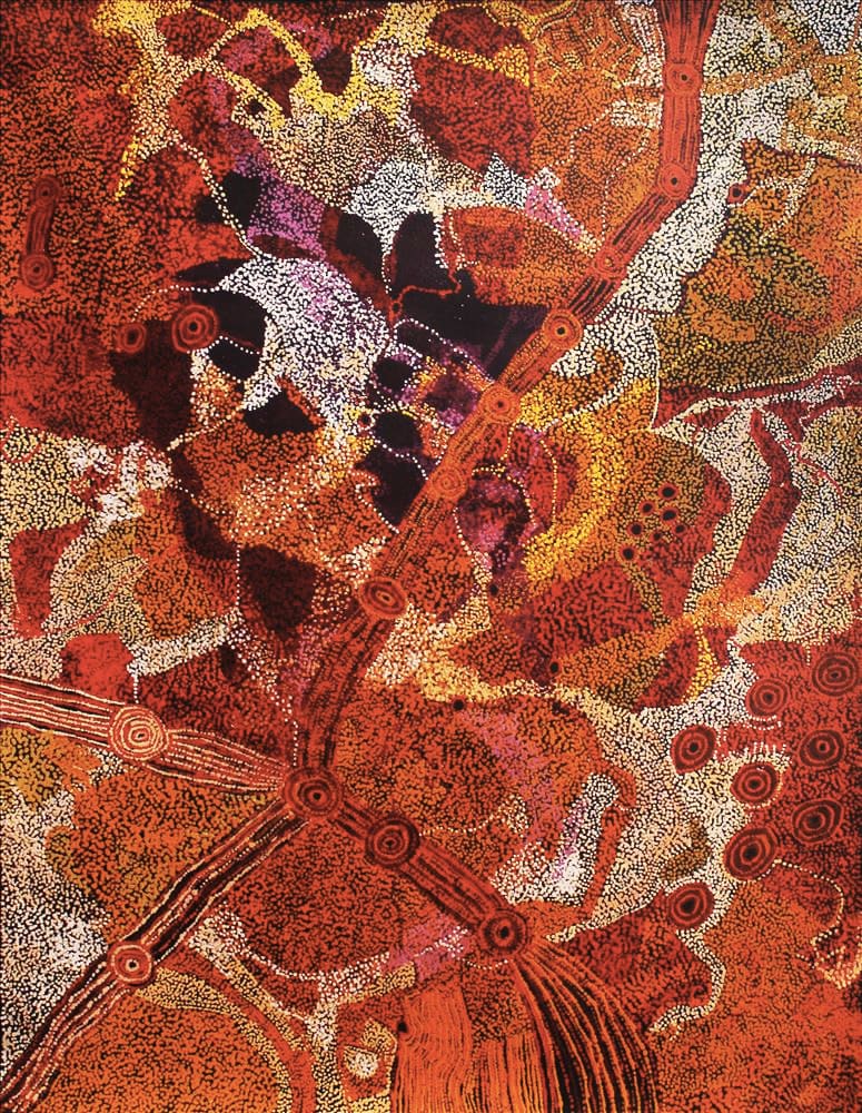 Sylvia Kanytjupai Ken Seven Sisters acrylic on linen 197 x 152.5 cm