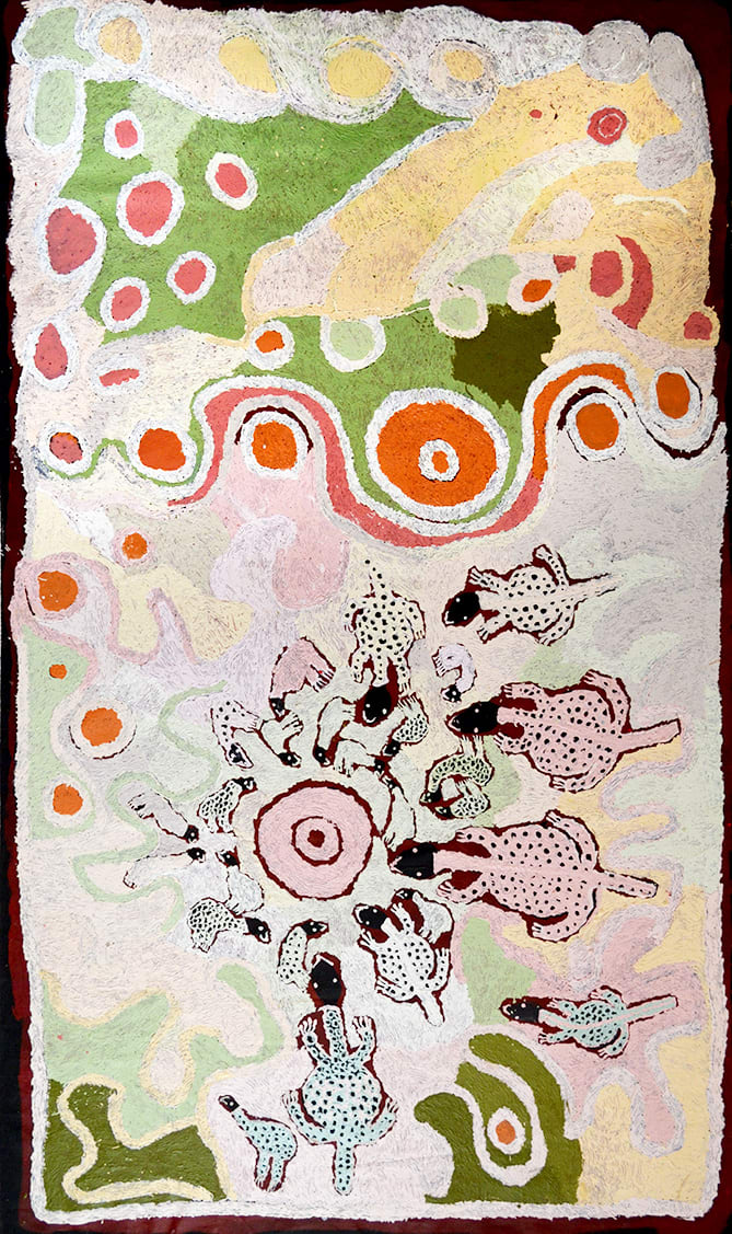 Angkaliya Curtis Cave Hill acrylic on linen 120 x 200 cm