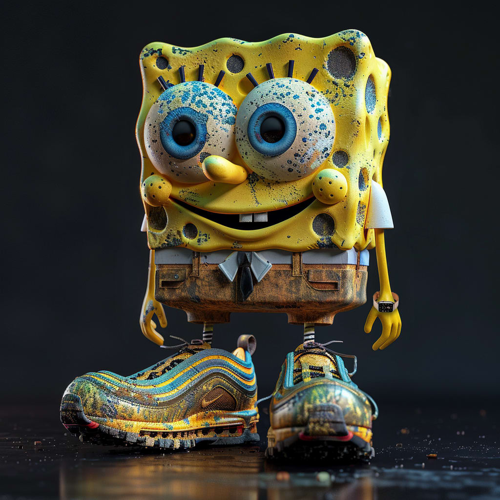 Moshe Silberberg x Irina Manoila 30x30 BobSponge Nike Airmax 97 and Apple iWatch 2024 .art