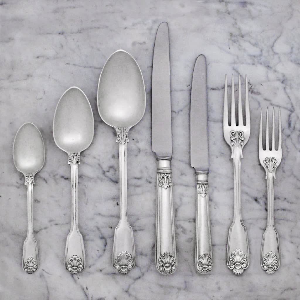 Mid Century Black Handle Flatware, 4 Spoons and 4 Knives