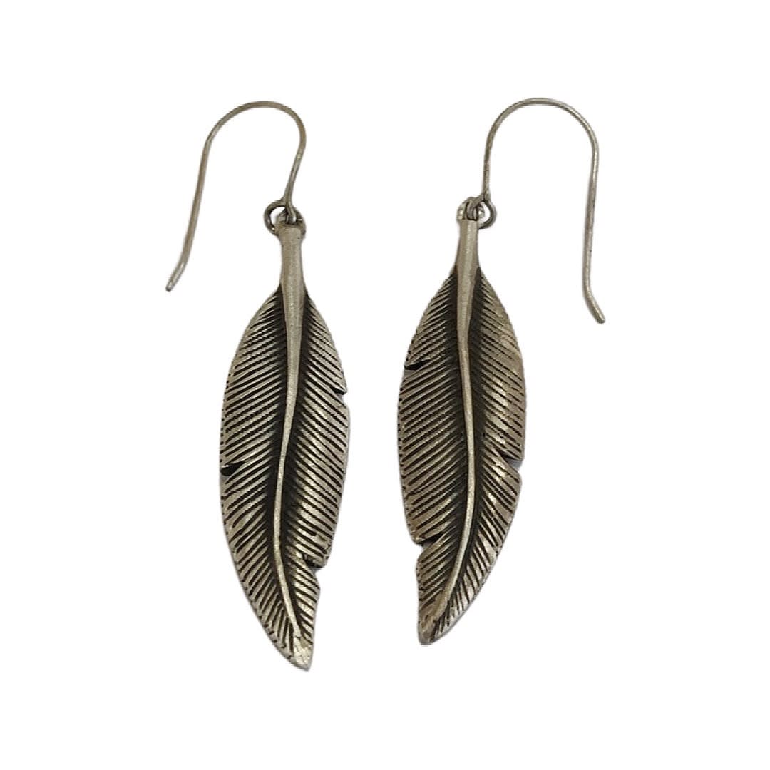 Brass feather top earrings paparazzi