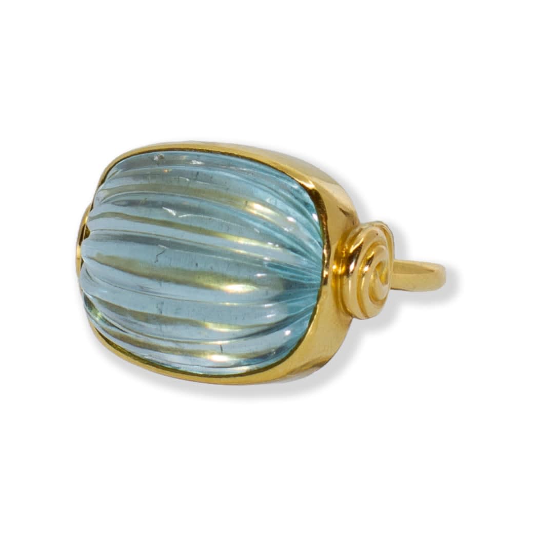 Nanci Modica Carved Aquamarine Bead Ring Slate Gray Gallery