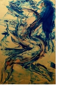 Dancer, Blue on Gold, 2025