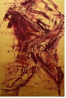 Dancer, Red on Gold 2, 2025
