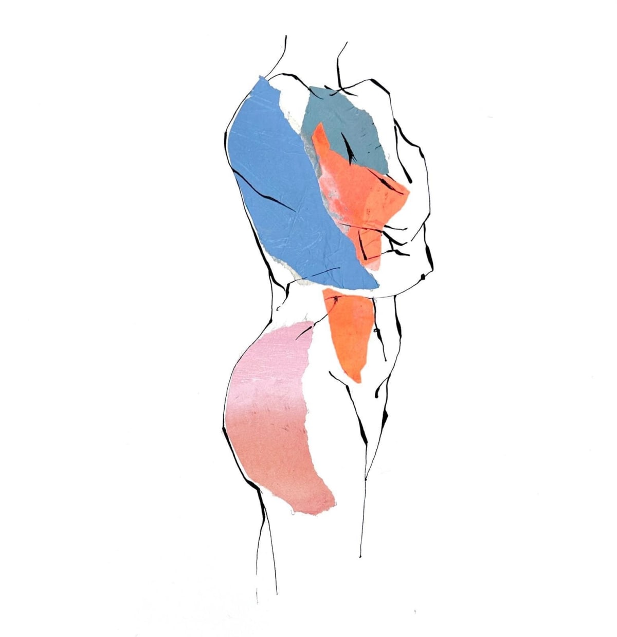 Folded arms in blue and orange, 2023