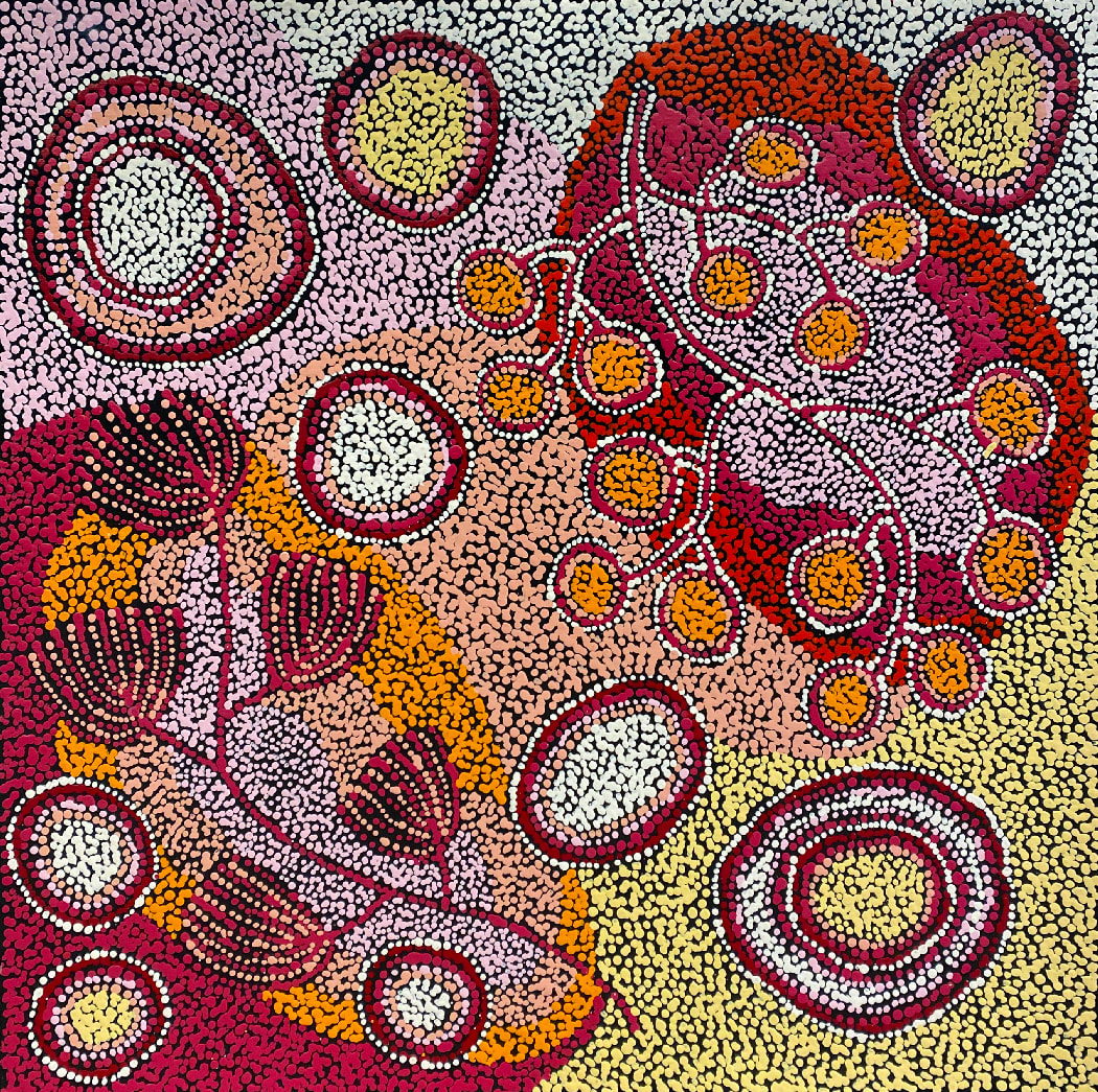 Ili (Wild Fig) and Wangunu (Bush Damper Seed) by Alison Munti Riley, 2025