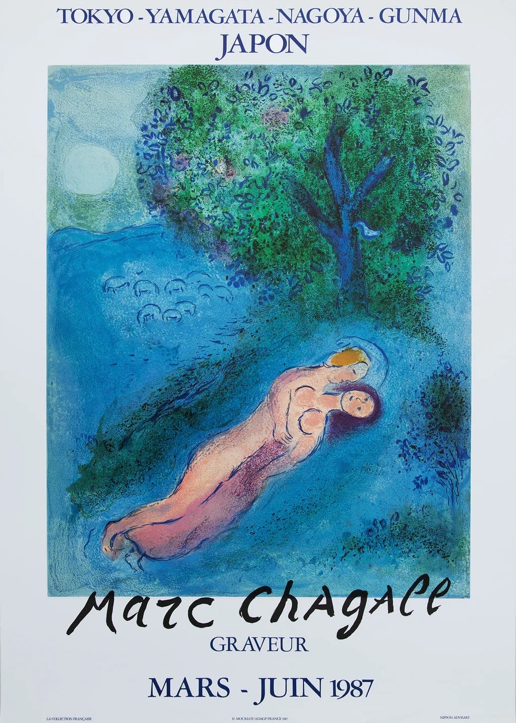 La Lecon de Philetas, Les Amoureux Devant l'Arbre (after) Marc Chagall, 1987