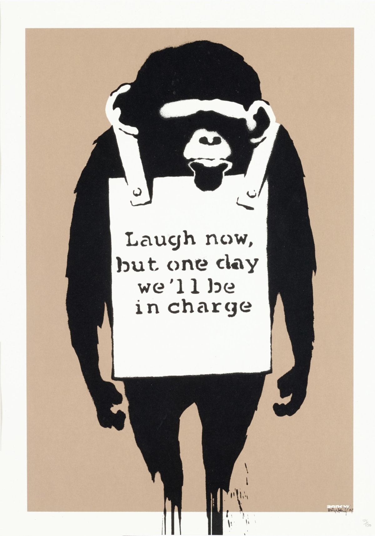 Banksy Laugh Now Print information and meaning