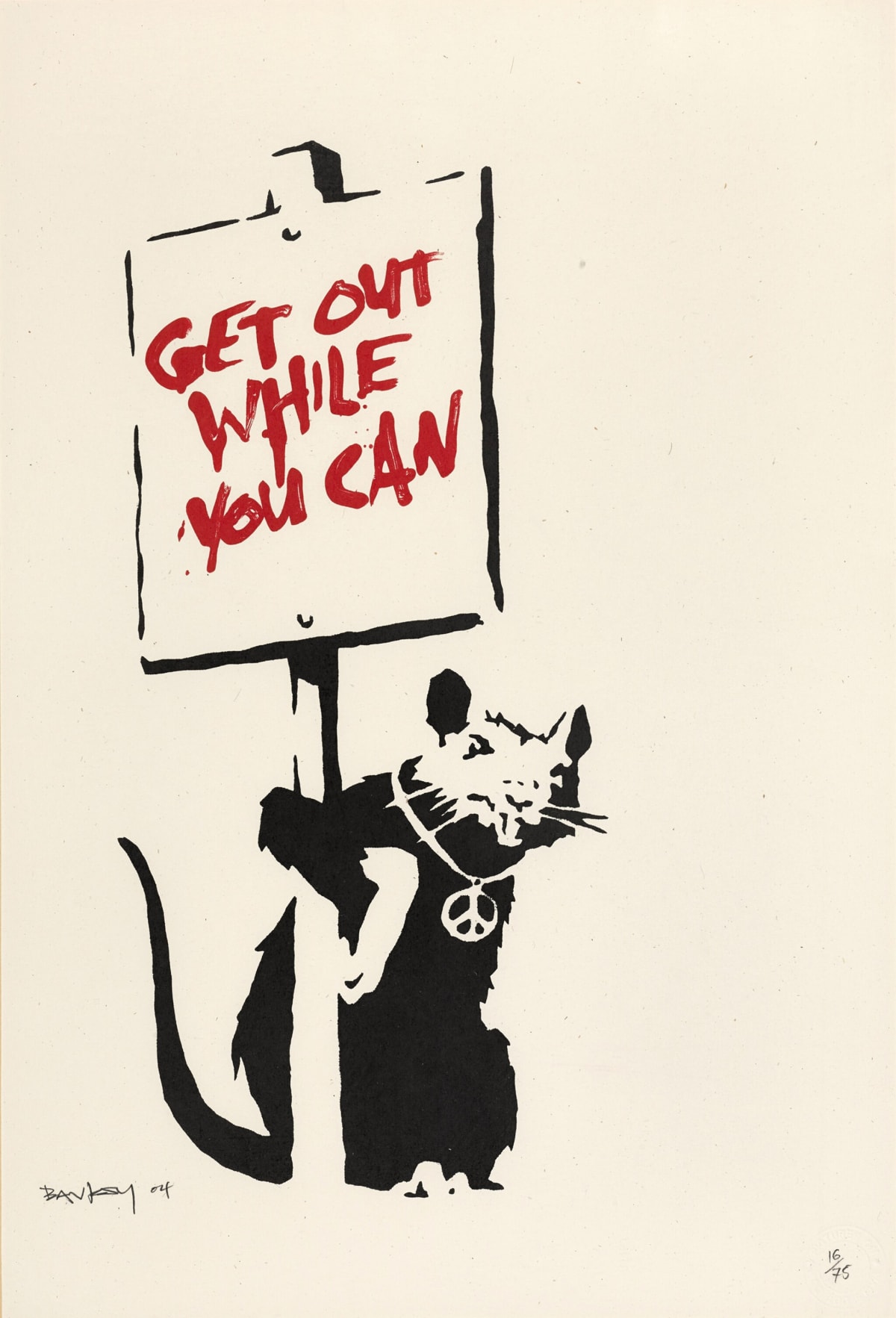 Banksy Get Out While You Can print guide