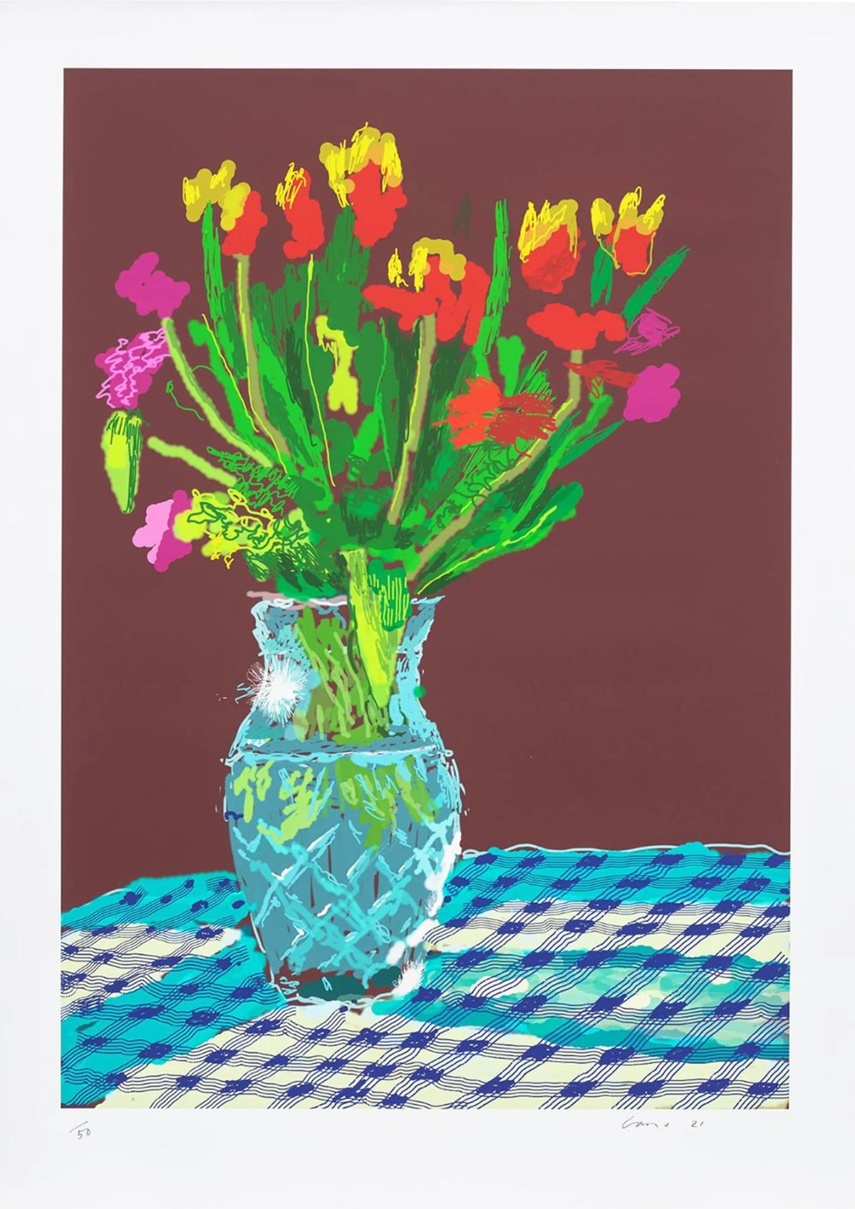 hockneyページ David Hockney Lithograph Of Water Made Of Lines, Crayon And