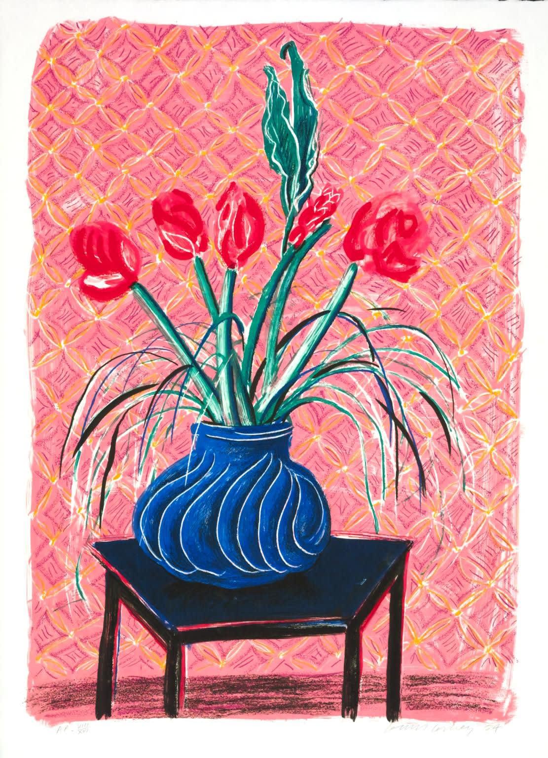 デイヴィッド・ホックニー「アマリリス イン ベース」 David Hockney Amaryllis Vase (M.C.A.T 266) For Sale | Andipa