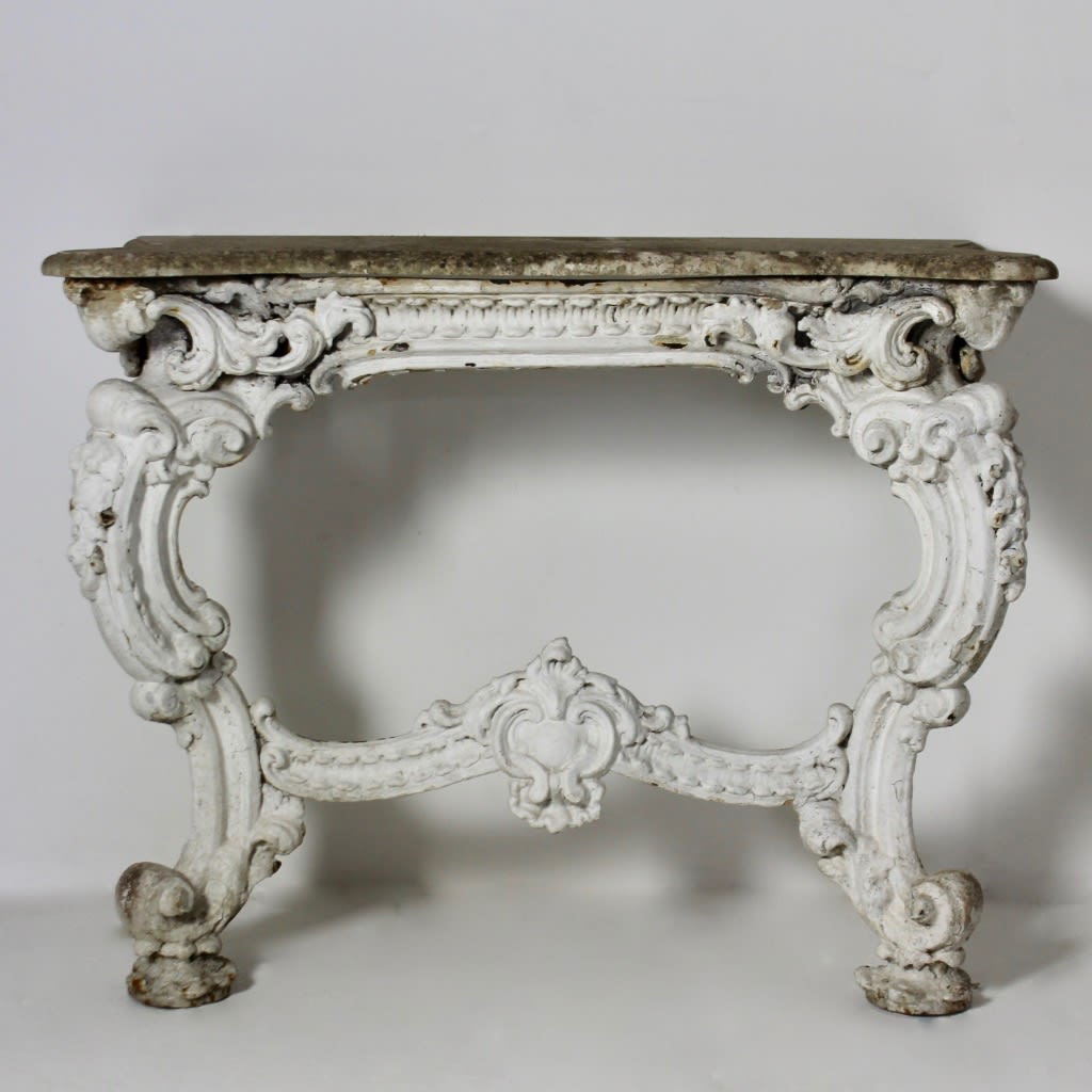 Iron and store marble console table