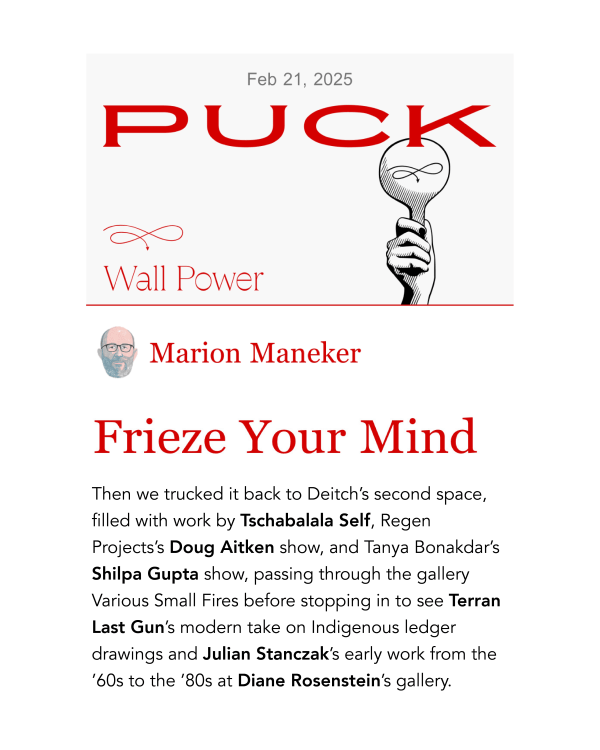 Diane Rosenstein Gallery in Wall Power / Puck