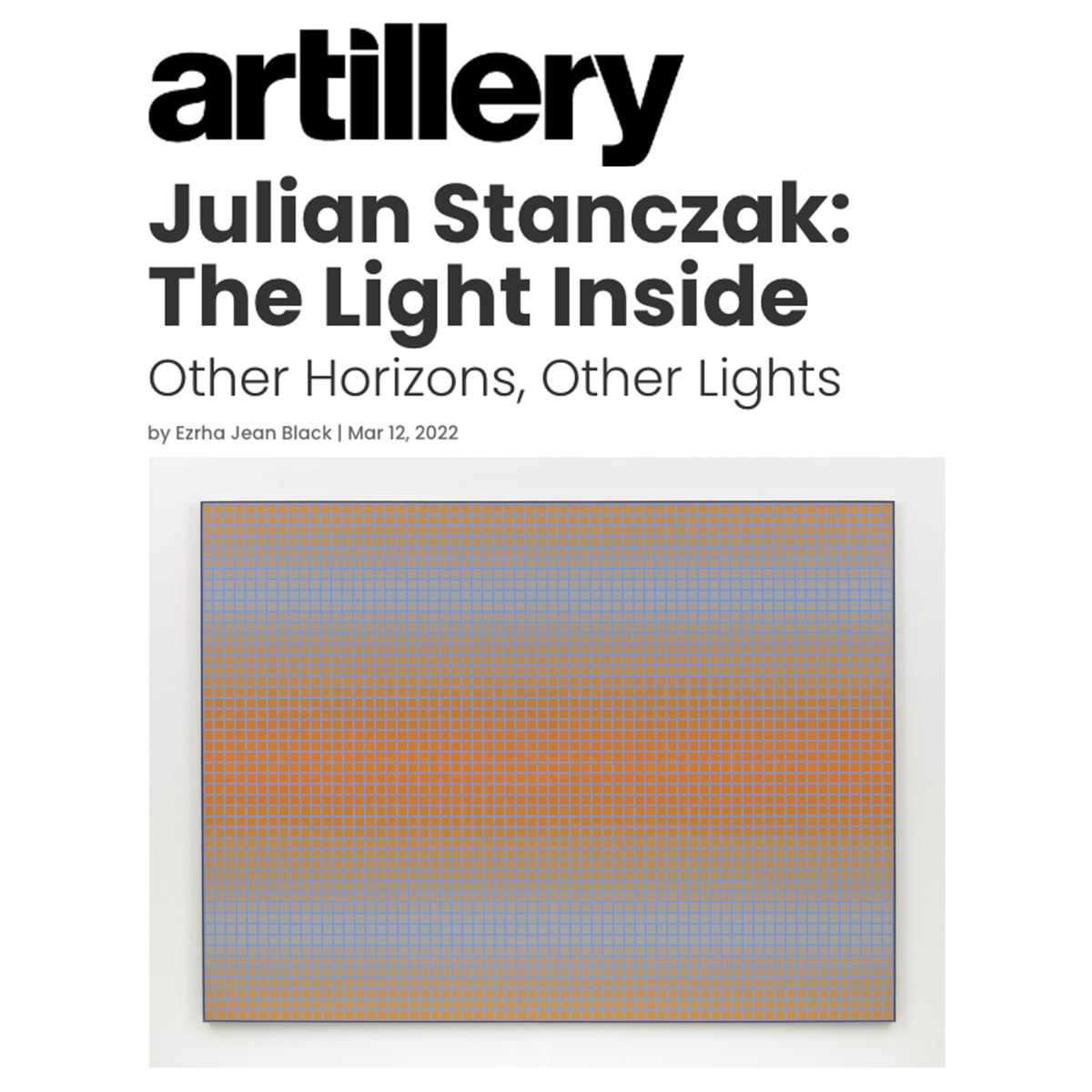 Julian Stanczak in Artillery Magazine - Other Horizons, Other Lights