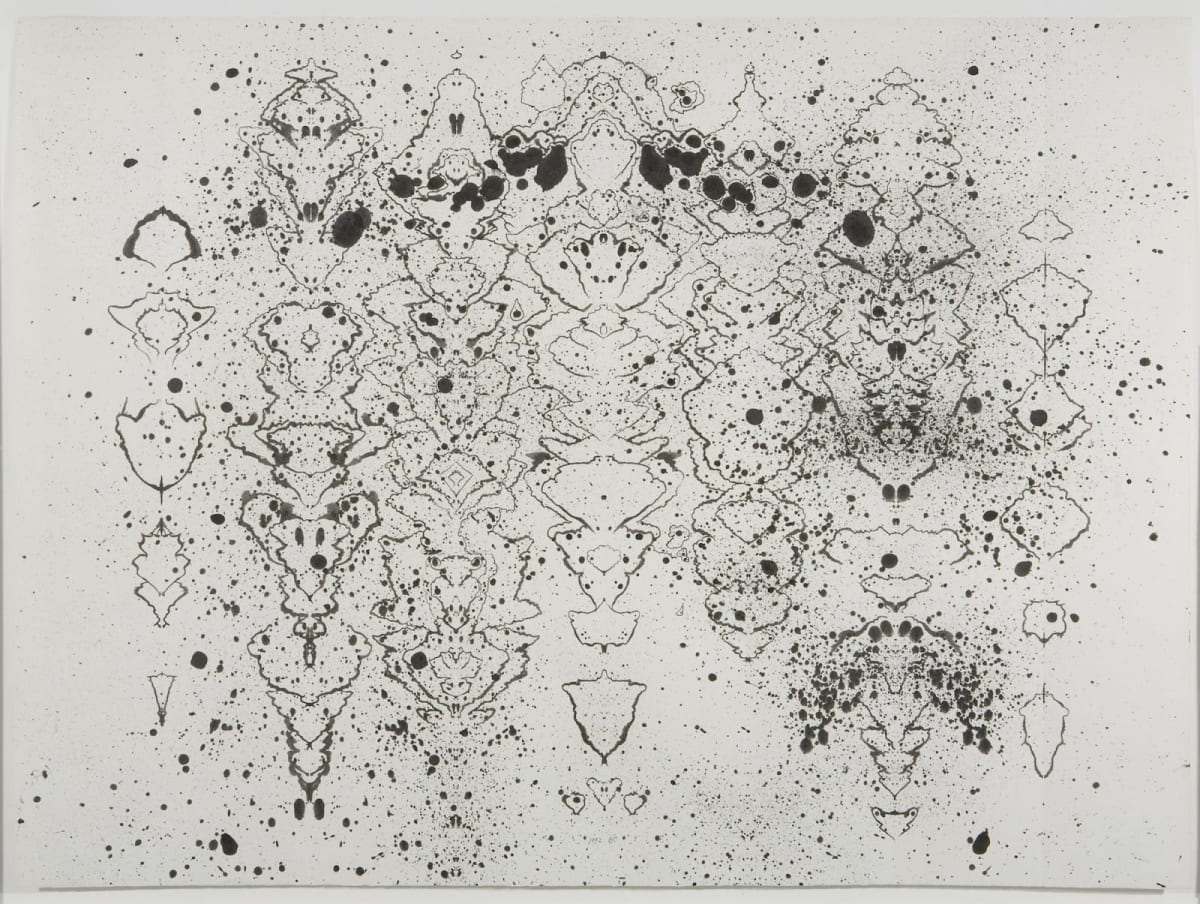 Ink drawing of repetitive pattern on white paper