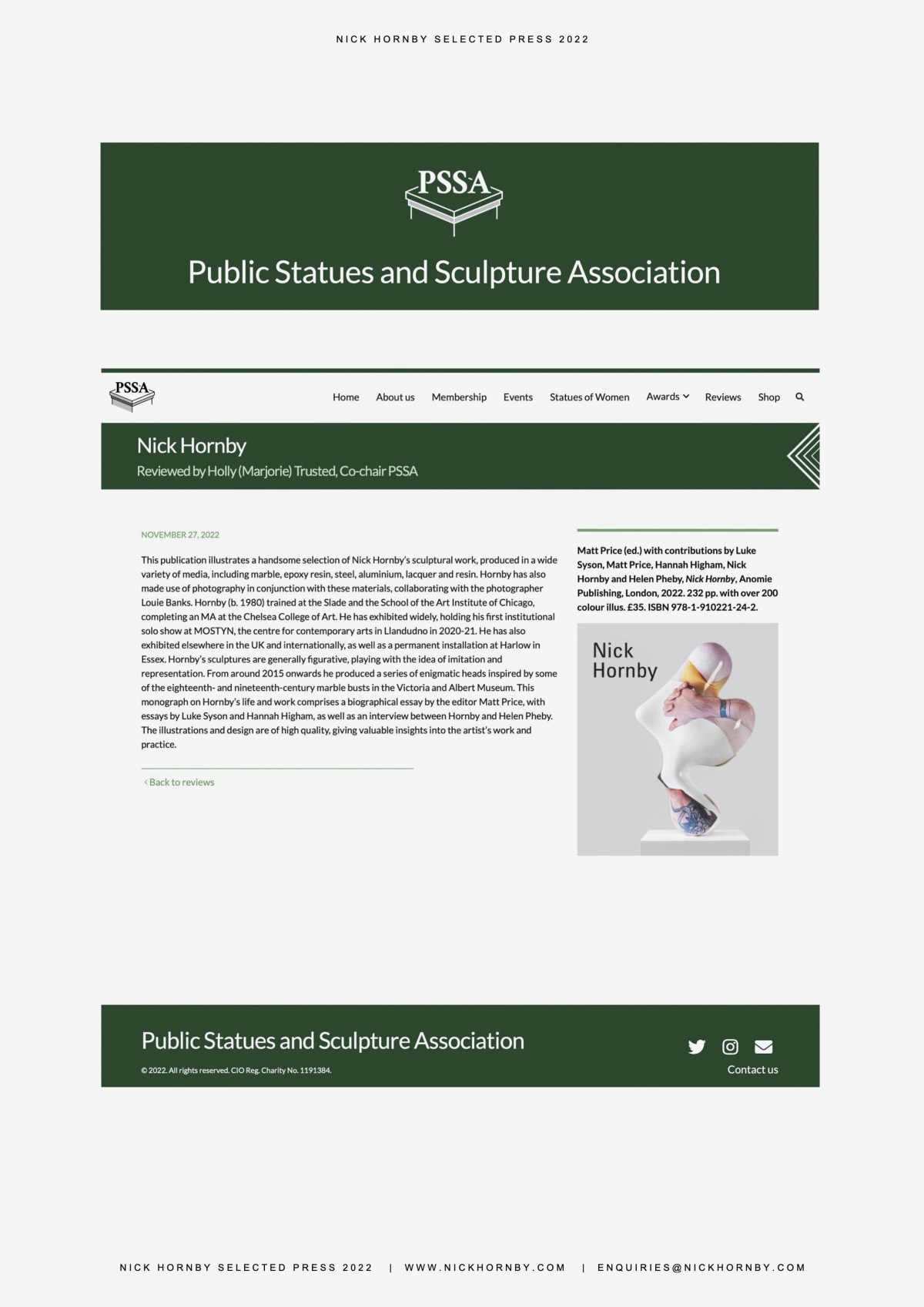 The Public Statues and Sculpture Association: Review – Holly Marjorie Trusted