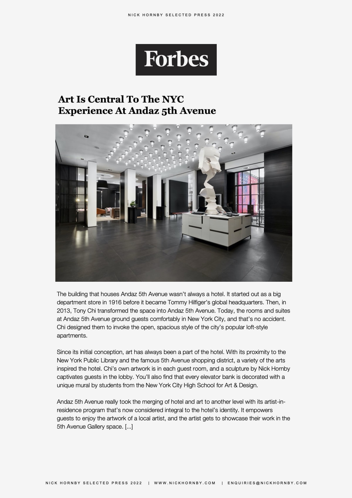 Forbes: Art Is Central To The NYC Experience – Robin Raven