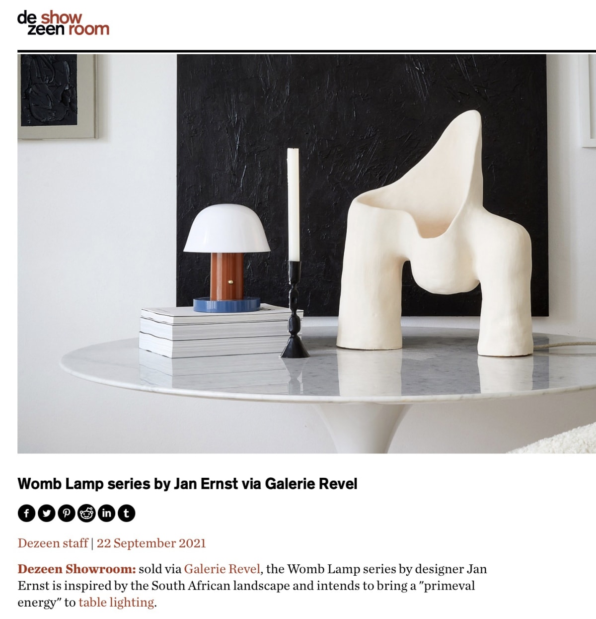 Womb Lamp series by Jan Ernst via Galerie Revel