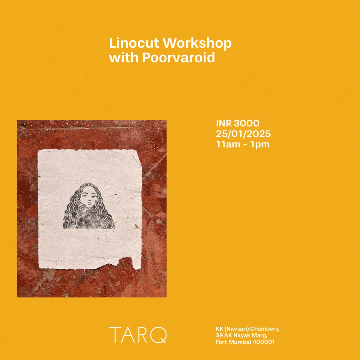 Linocut Workshop with Poorvaroid