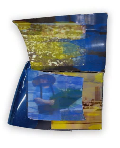 image of a car door with projected print.