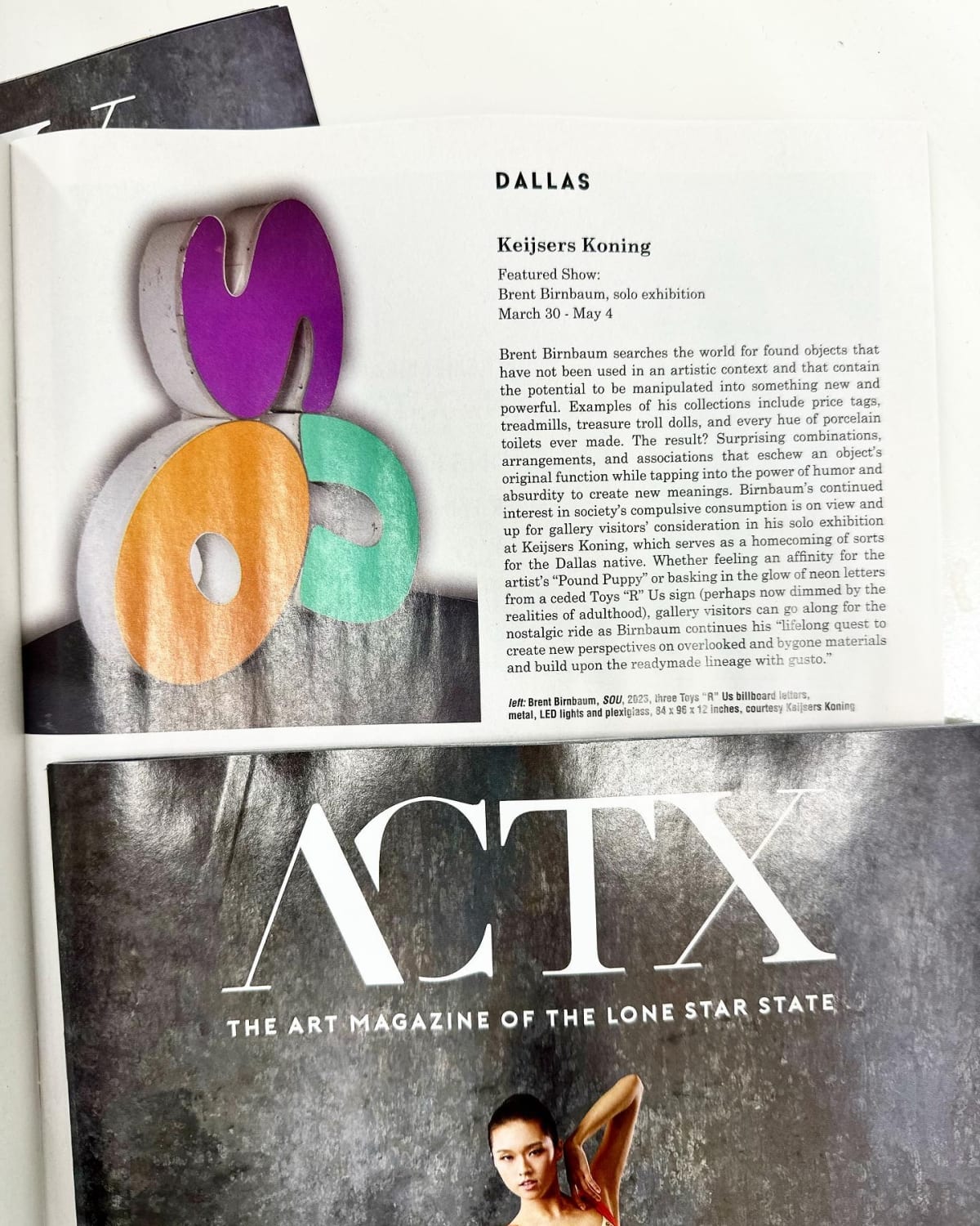 photograph of ACTX magazine featuring the article