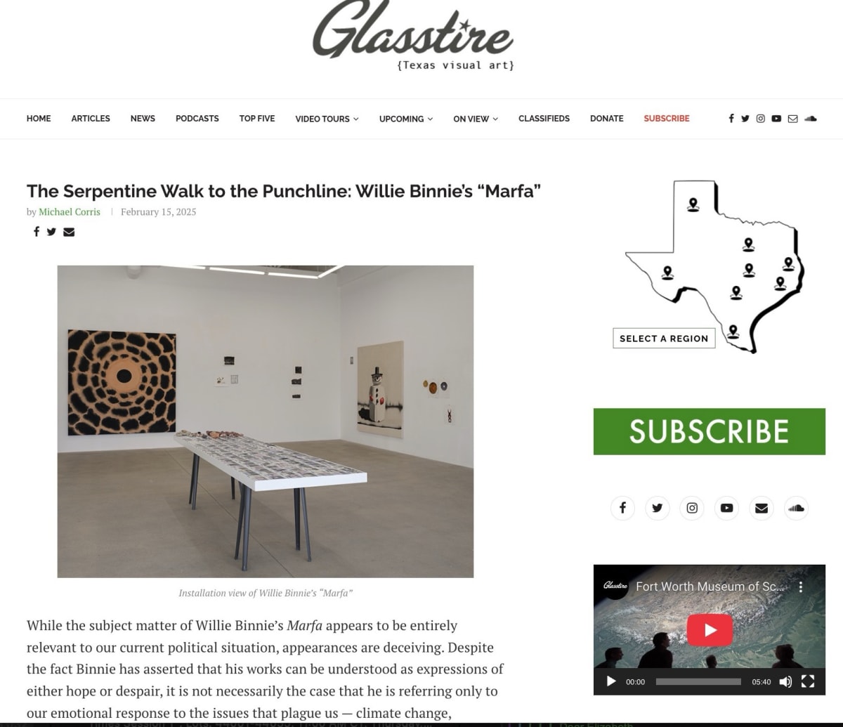 front page of glasstire online magazine