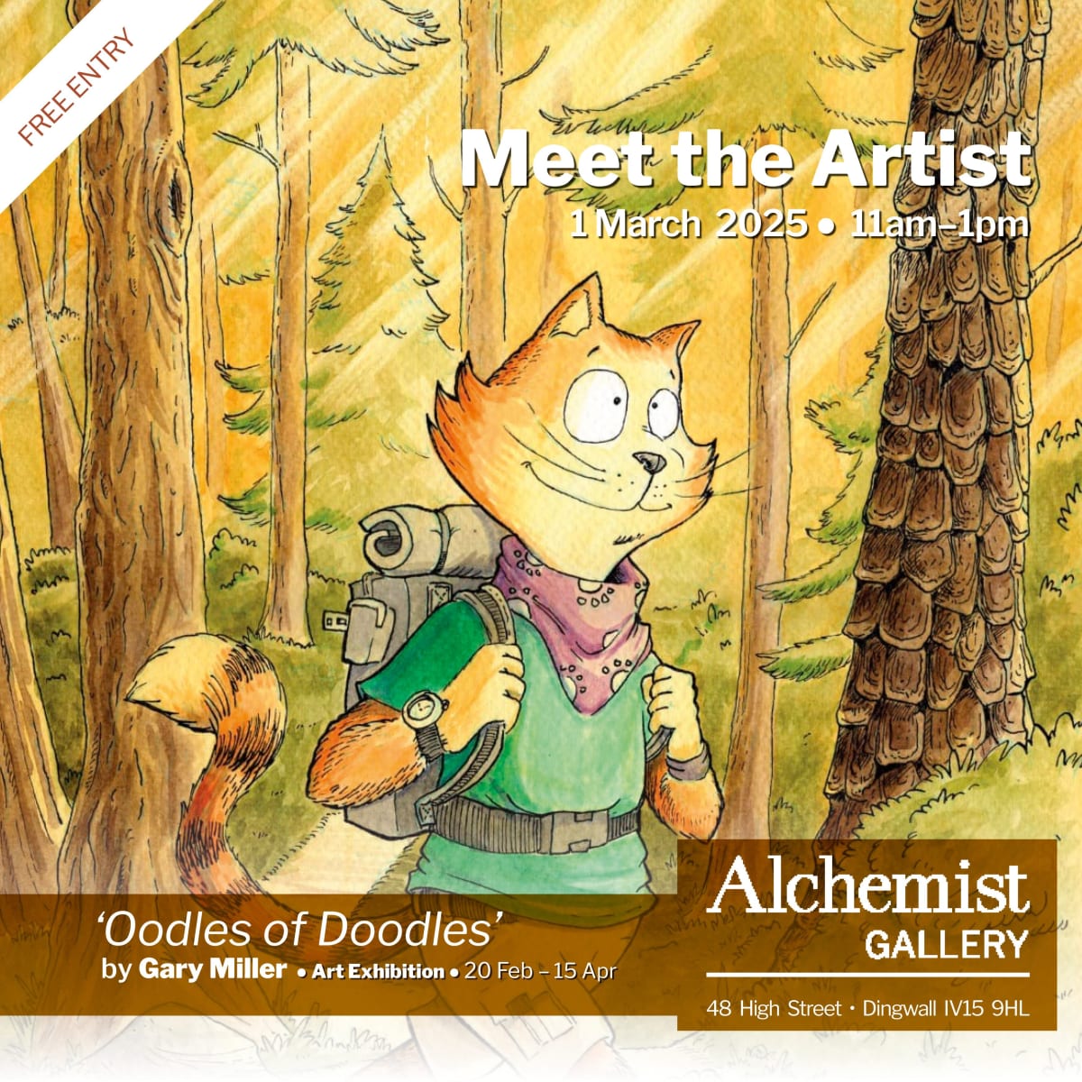 gary miller local artist and illustrator scottish highlands new exhibition meet the artist session oodles of doodles
