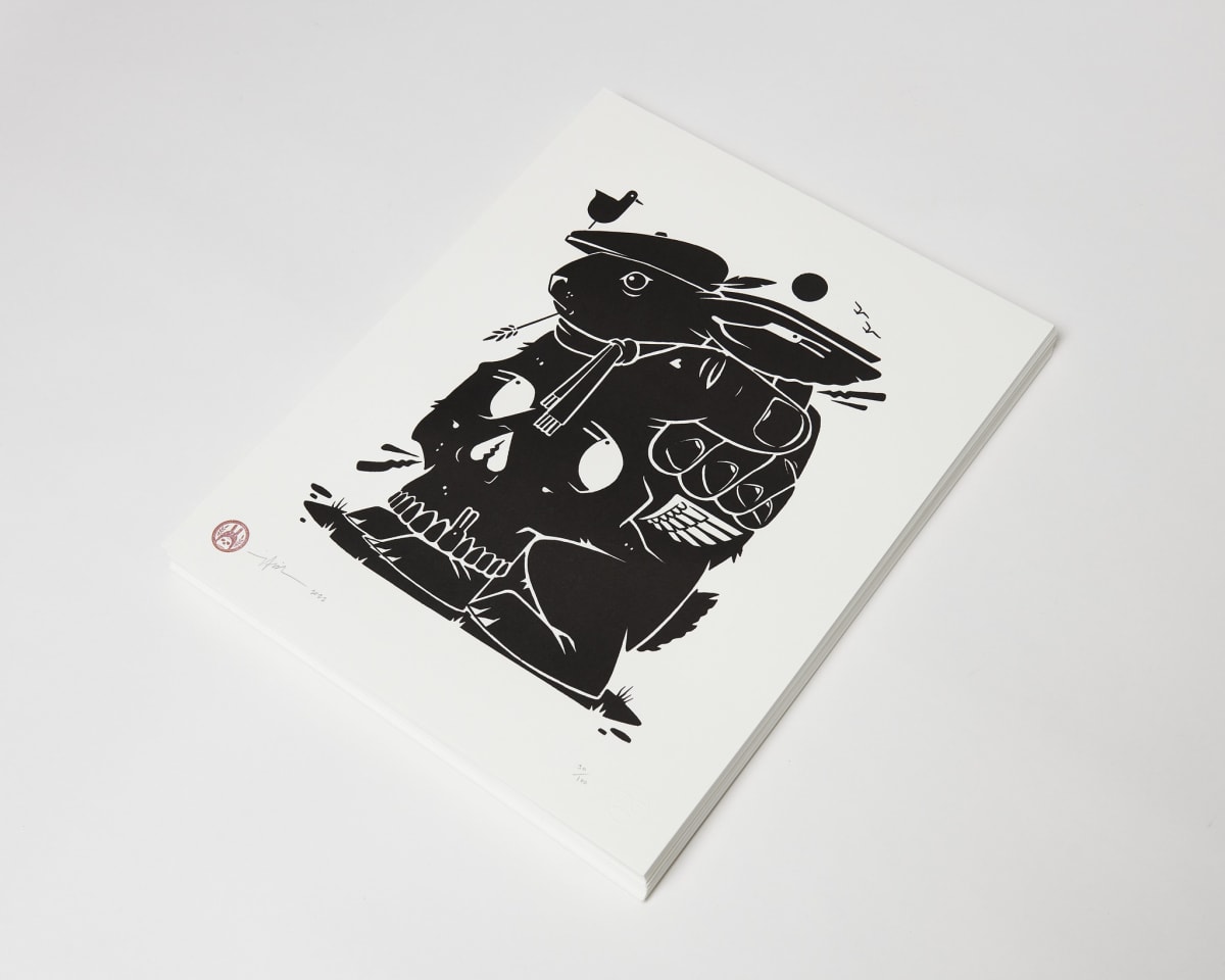 Photograph of Jeremy Fish letterpress prints