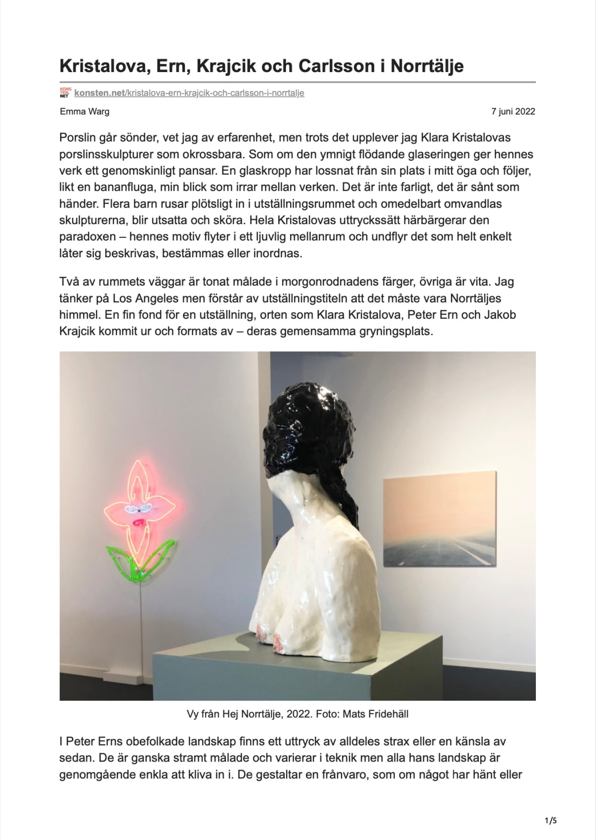 Review in Konsten, Klara Kristalova