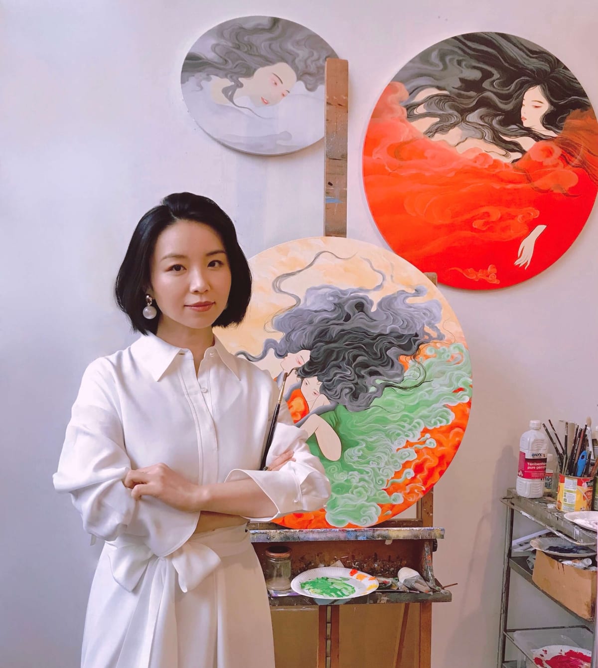 wang jojo contemporary Japanese woman painting art exhibition art yi gallery brussels