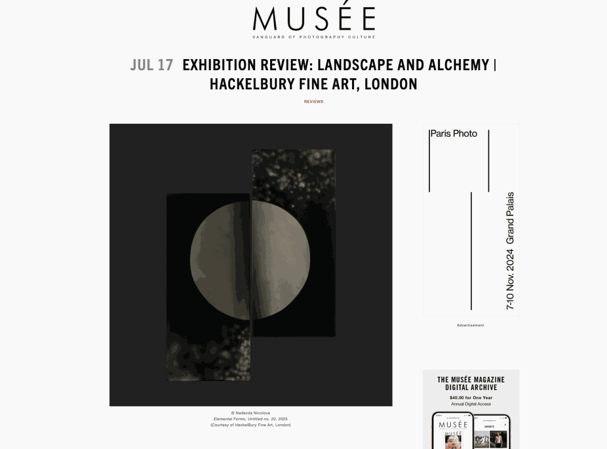 Musée Magazine exhibition review of Landscape & Alchemy  