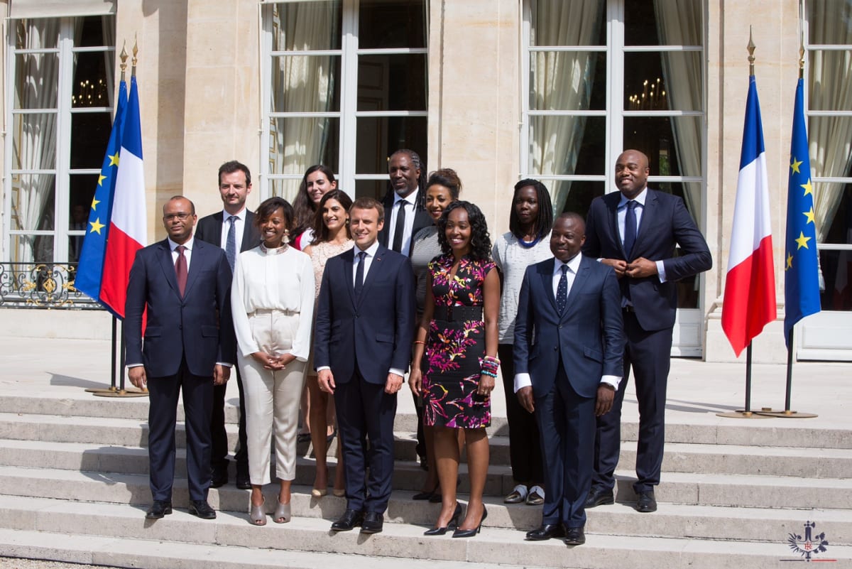 Nomaza Nongqunga with President Macron and other members of the CPA