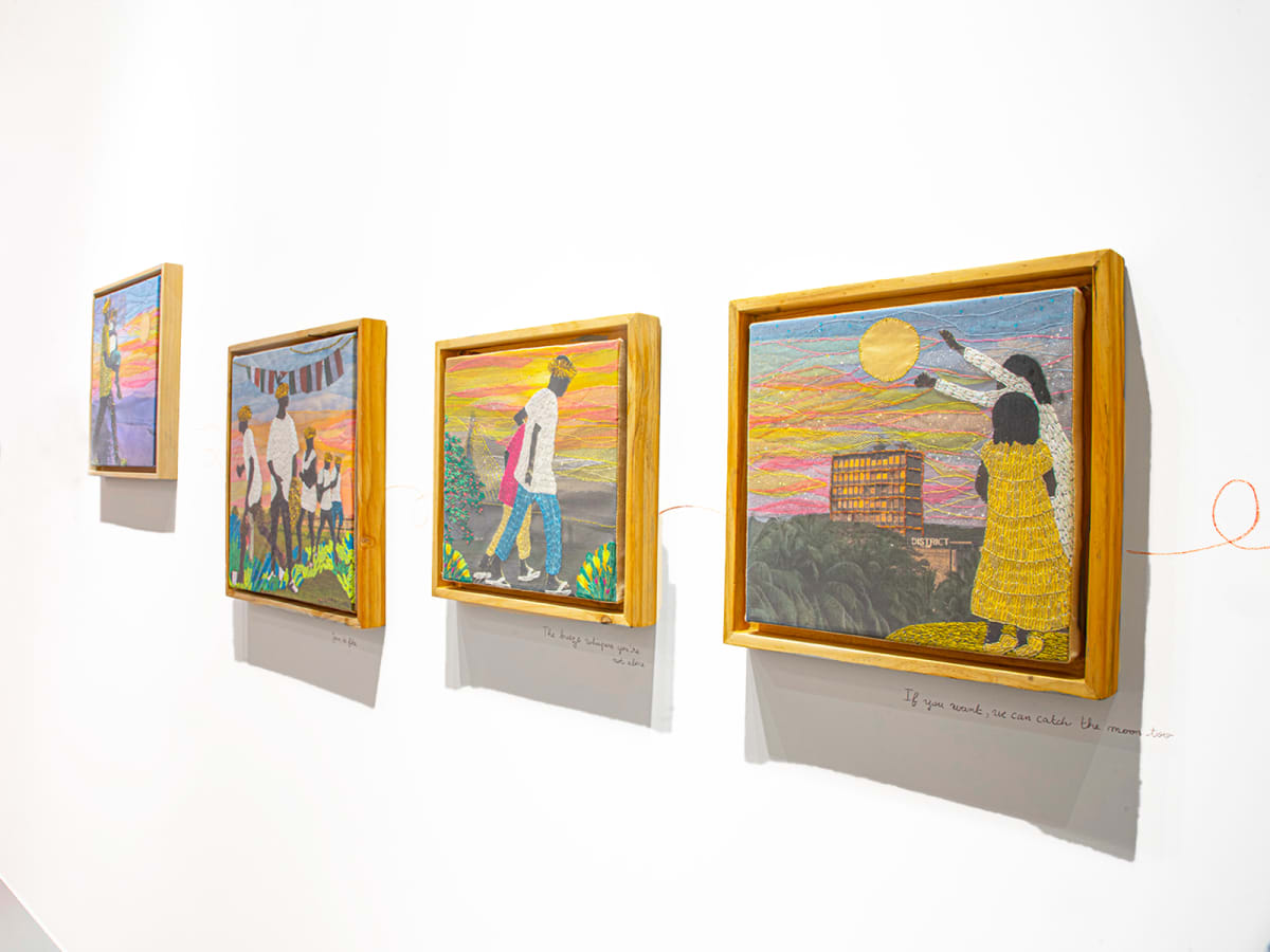 View of Joana Choumali's exhibition La terre n'a qu'un Soleil at GALERIE FARAH FAKHRI in Abidjan, Ivory Coast