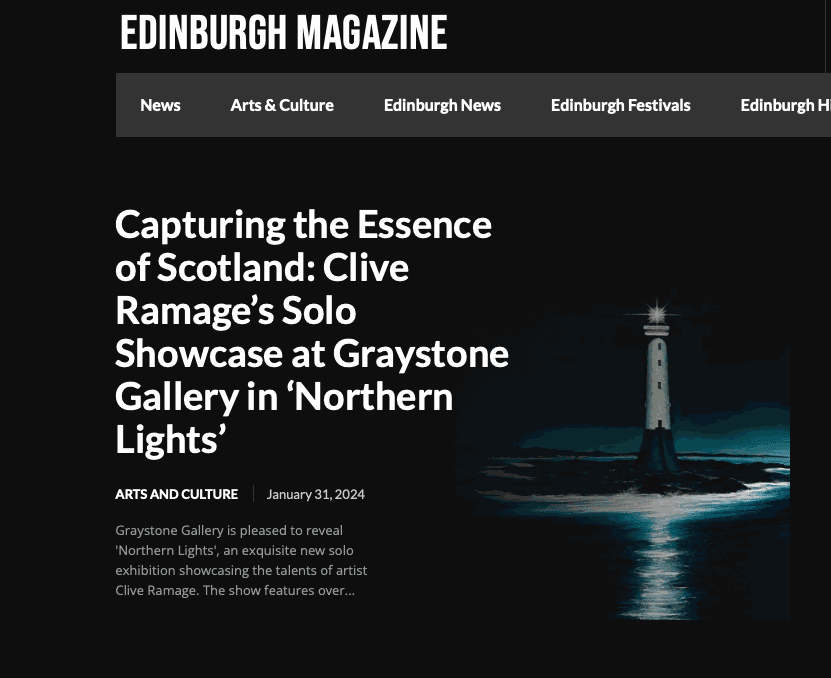 Capturing the Essence of Scotland: Clive Ramage’s Solo Showcase at Graystone Gallery in ‘Northern Lights’