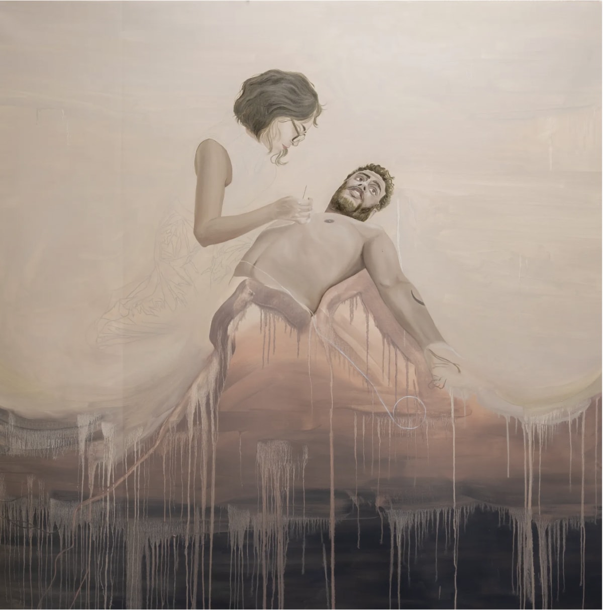 Can you breathe, 2025. Oil on canvas, 170 x 170 cm