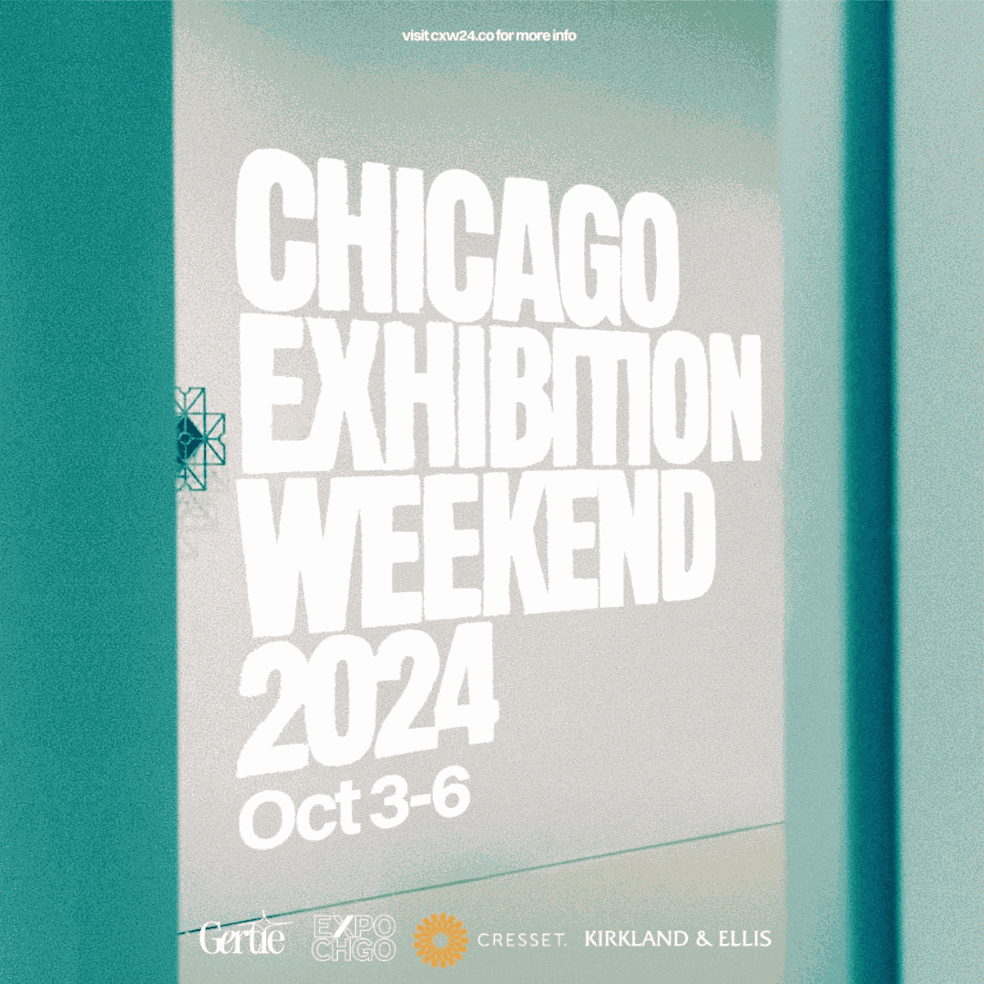 Chicago Exhibition Weekend Flyer for 2024 where Chicago Art Galleries are participating by hosting art events.