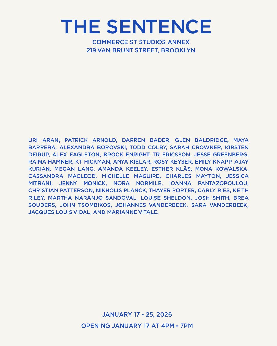 The Sentence COMMERCE ST STUDIOS ANNEX