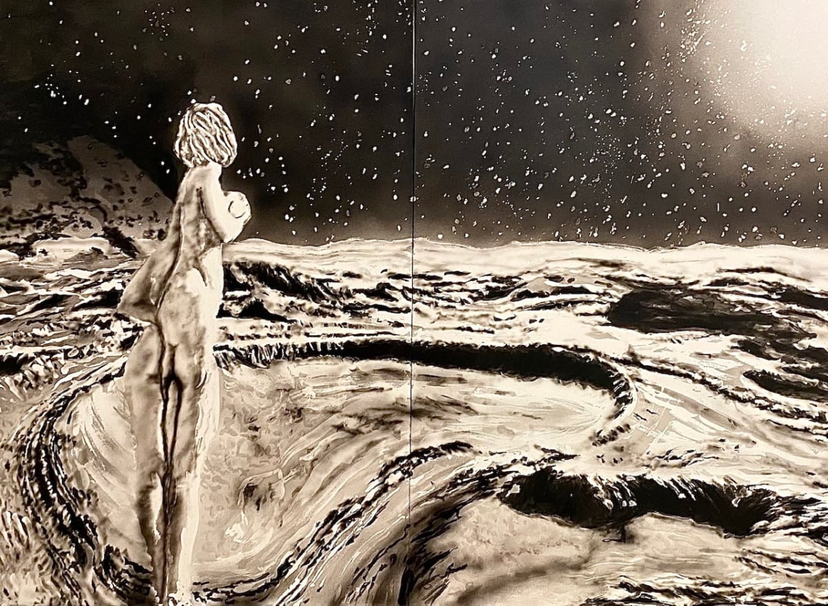 Hermaphrodite on Mars, 2023 Acrylic on Arches Aquarelle paper