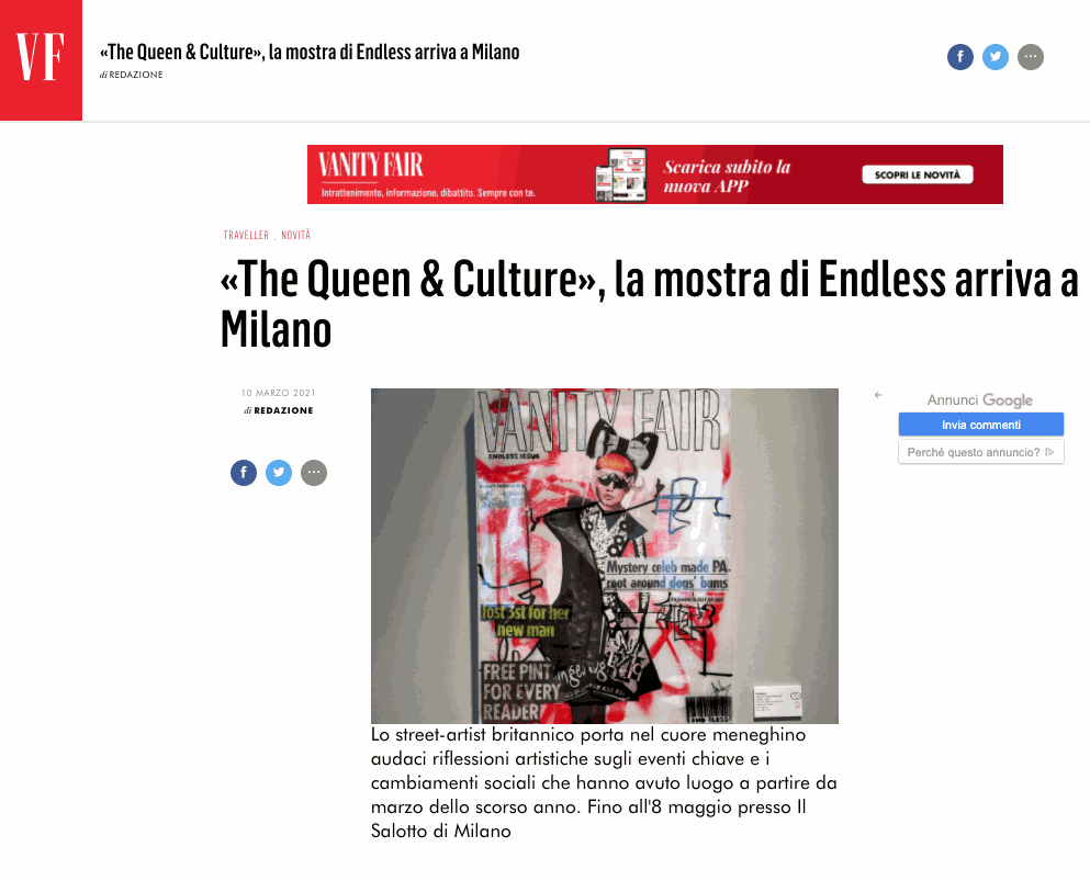 Vanity Fair: “The Queen & Culture”, la mostra di Endless arriva a Milano