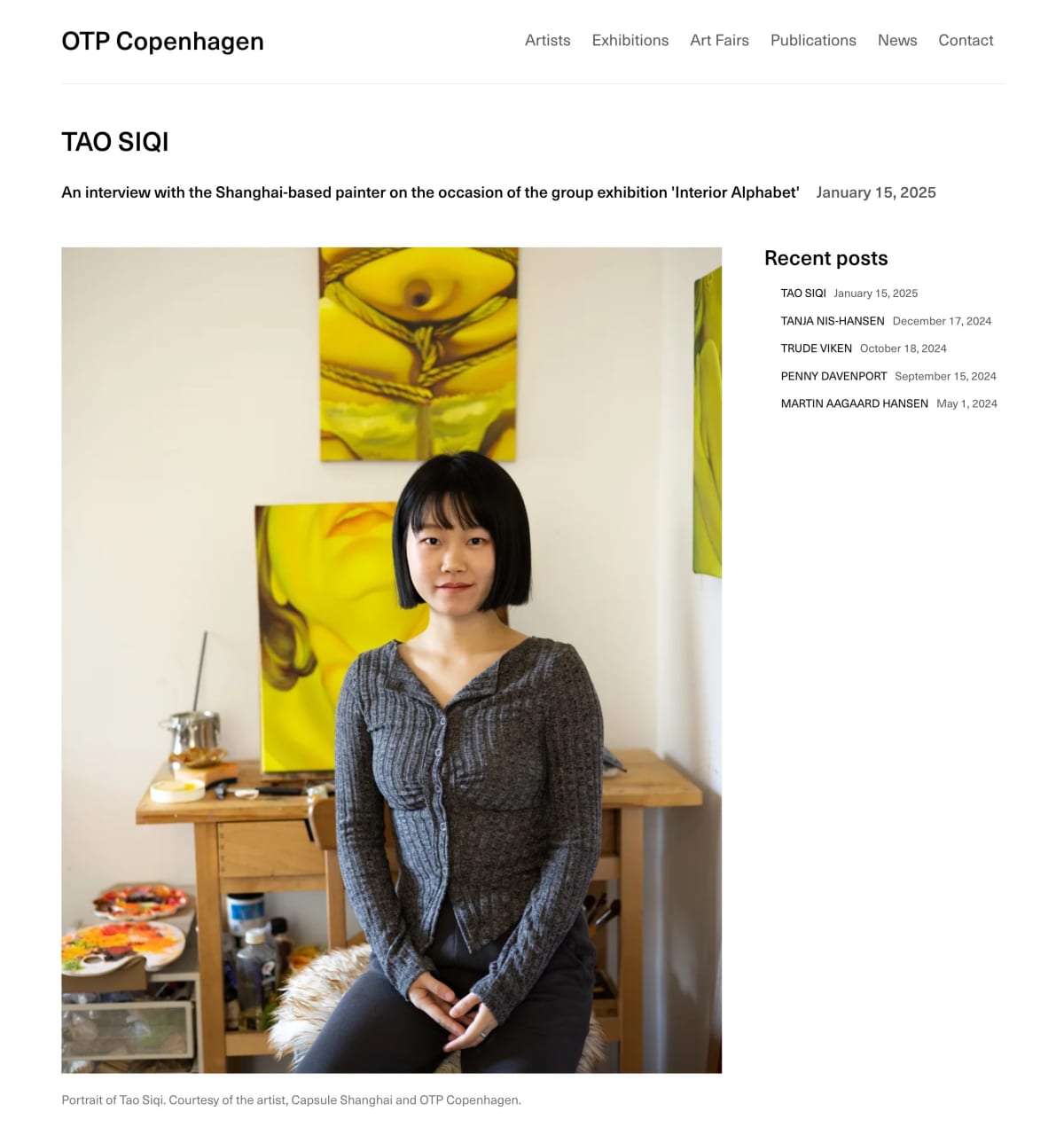 OTP Copenhagen 于“Interior Alphabet”群展之际， 和常驻上海的画家陶斯祺的访谈| Capsule Shanghai