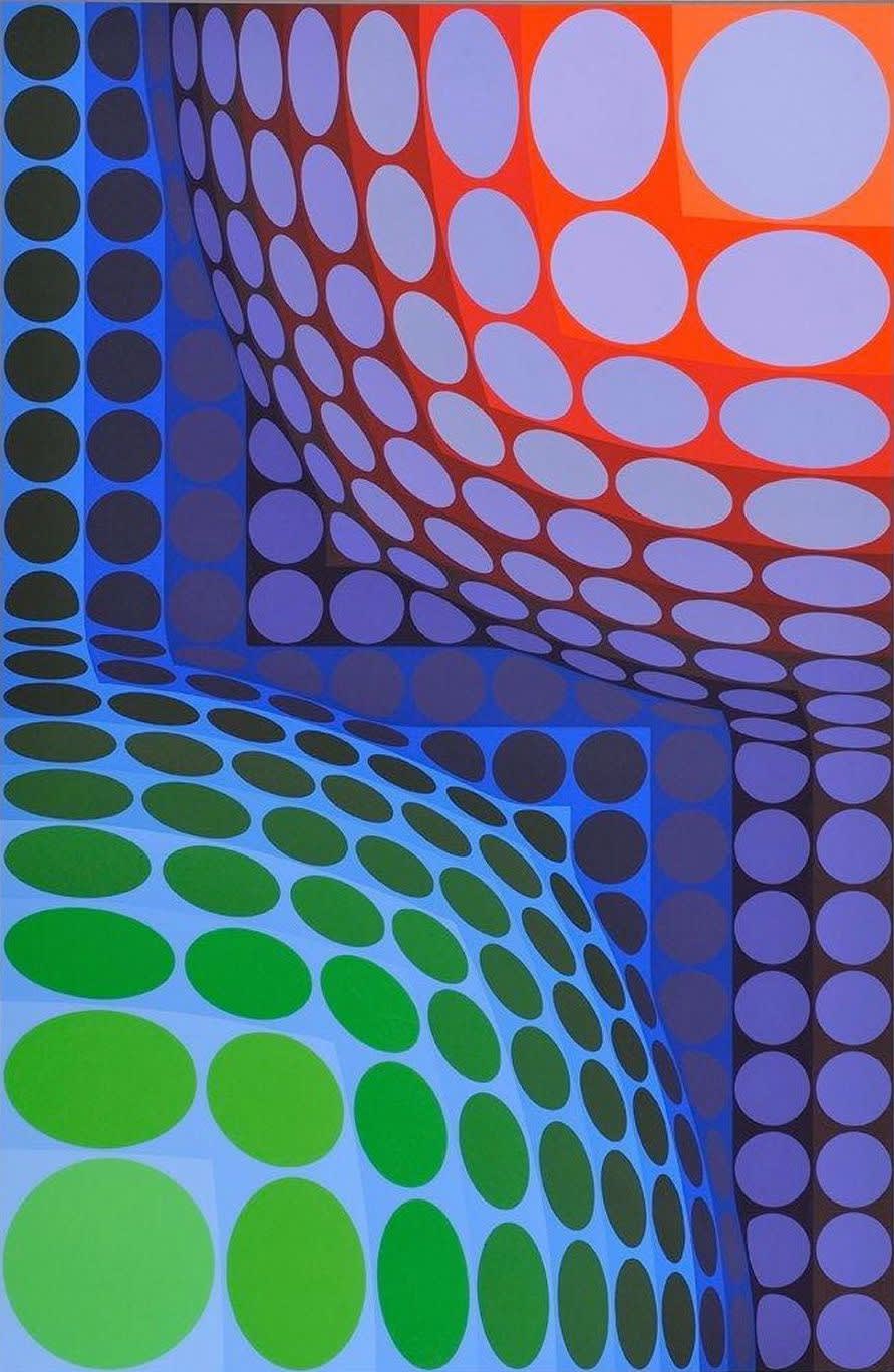 Victor Vasarely, SYMPHONY IN BLUE (Circa 1975)