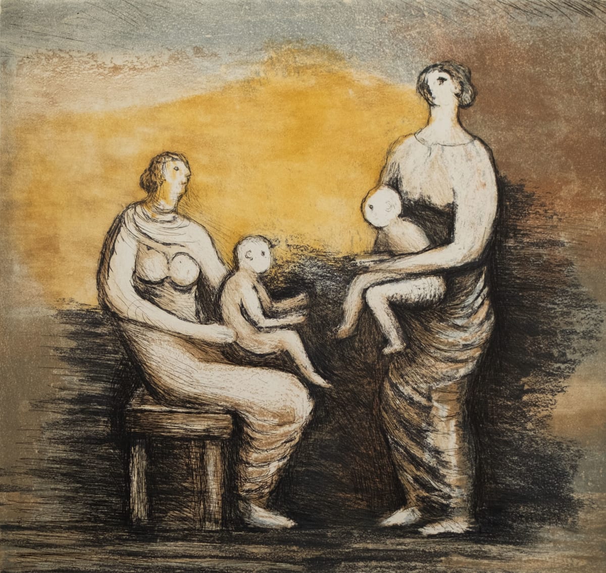 Henry Moore、INTERIOR SCENES、希少高級画集画 Henry Moore、INTERIOR SCENES、希少高級画集画 絵画