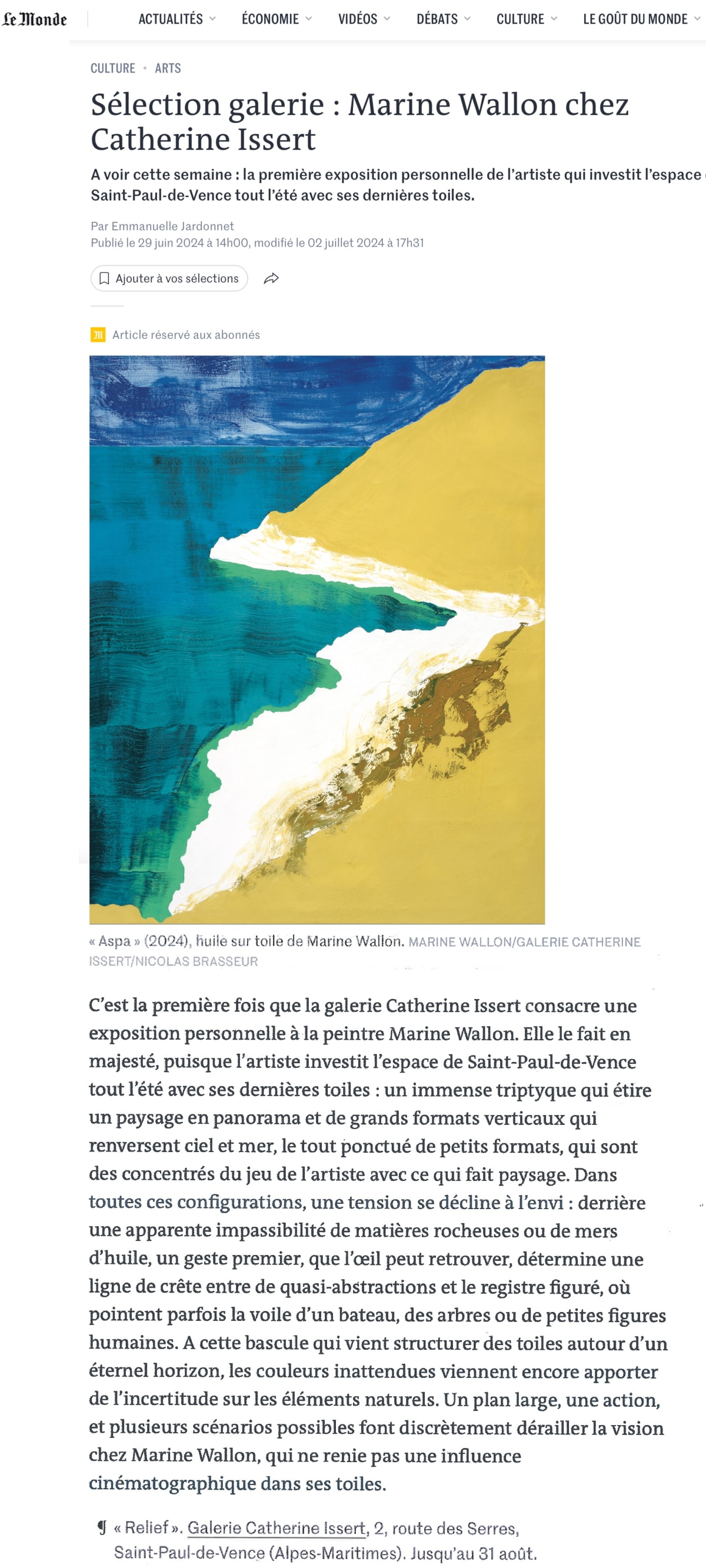 Marine WALLON - Le Monde - Emmanuelle Jardonnet