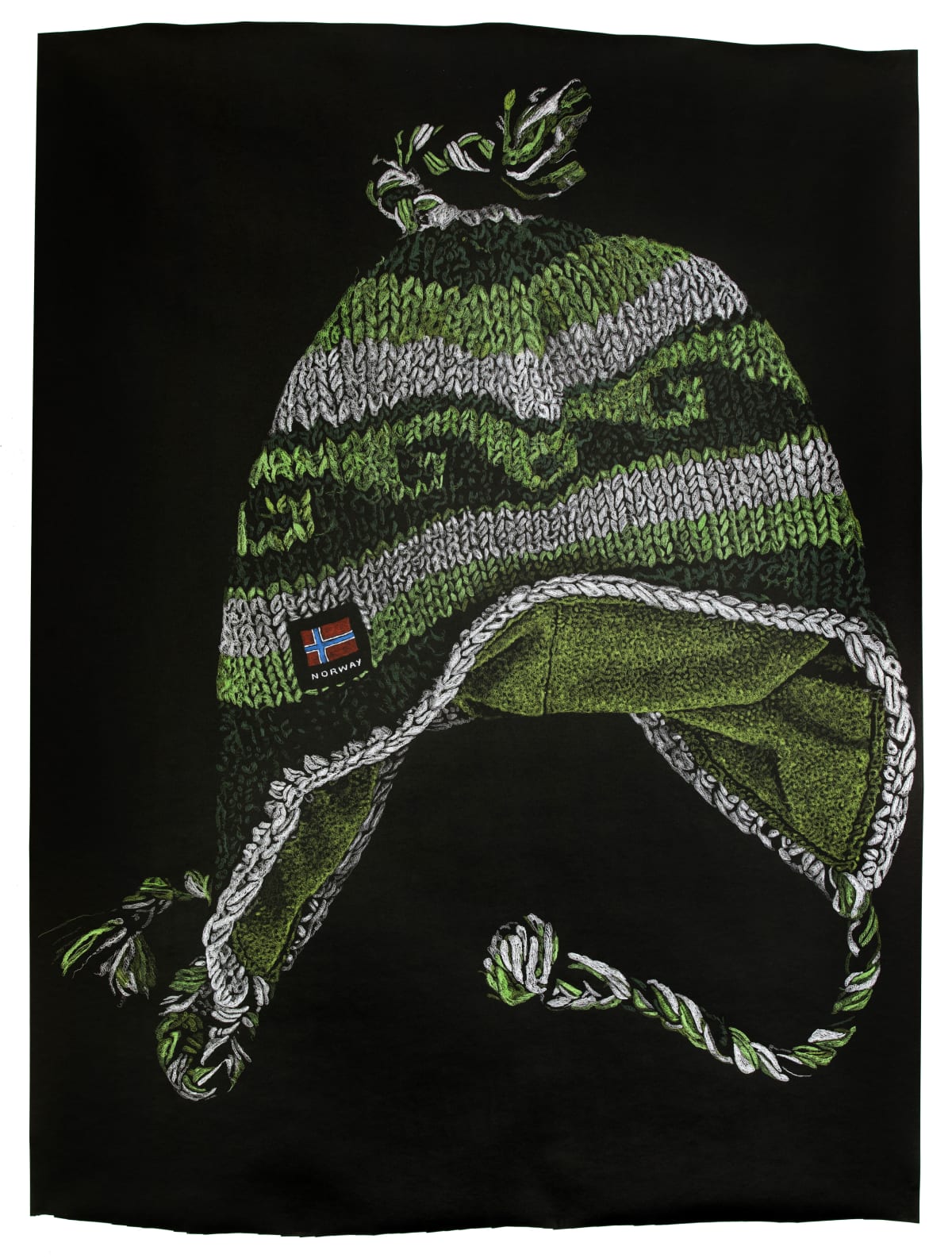 Made in Norway, Hanne Lydia Opøien Figenschou, 2020, coloured pencils on black paper, 205x150cm