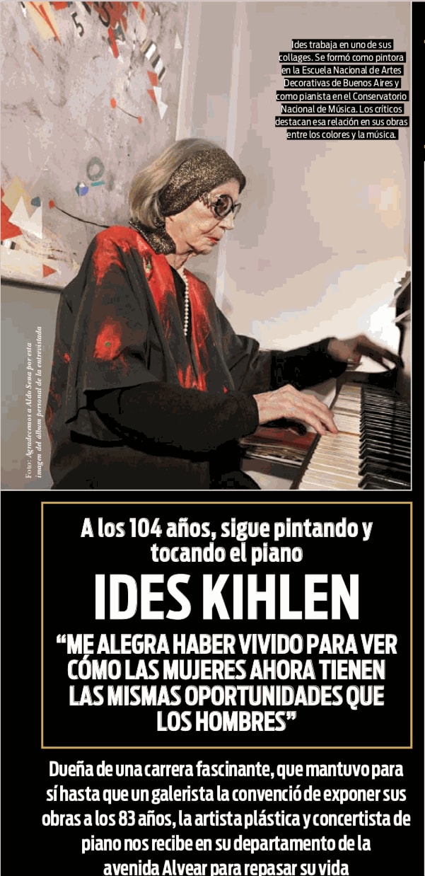 Ides Kihlen playing piano in her apartment, Argentina